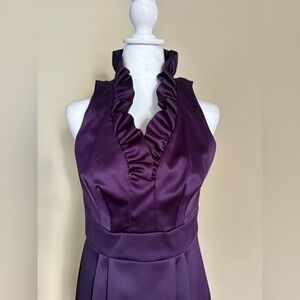 🎾Satin Purple Dress With Ruffles
